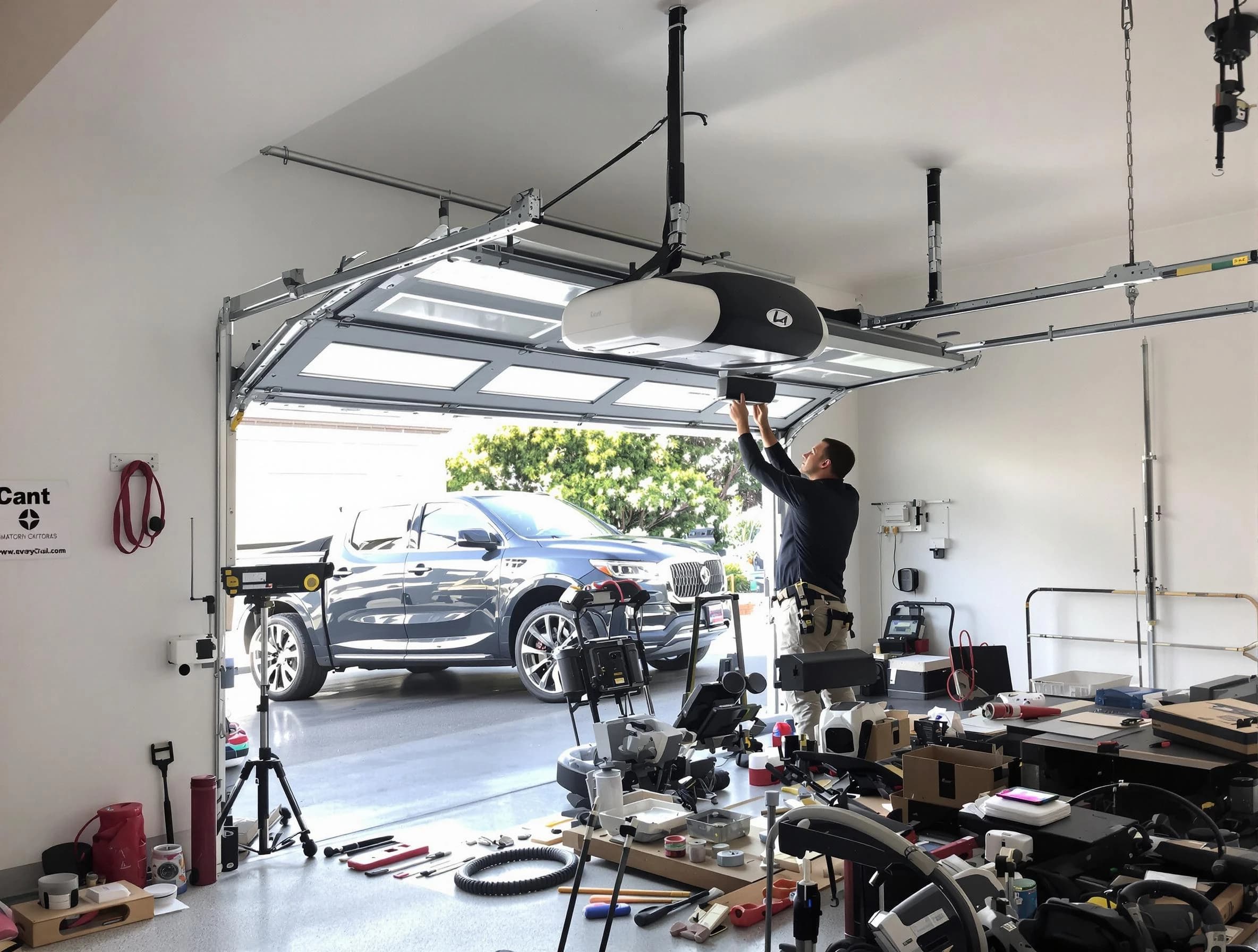 Carnot-Moon Garage Door Repair specialist installing smart garage door opener system in Carnot-Moon home