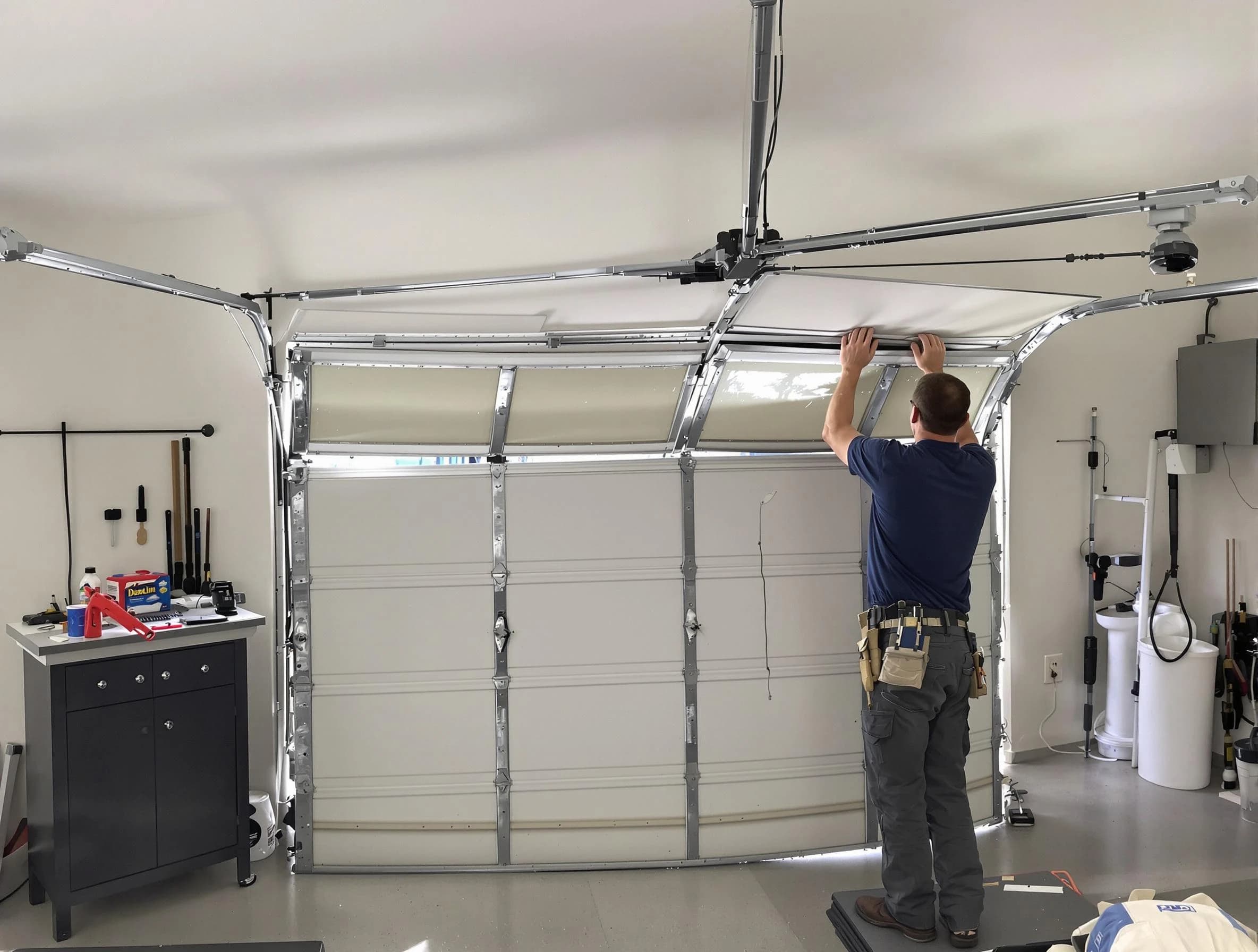 Carnot-Moon Garage Door Repair specialist performing precise section replacement on Carnot-Moon garage door