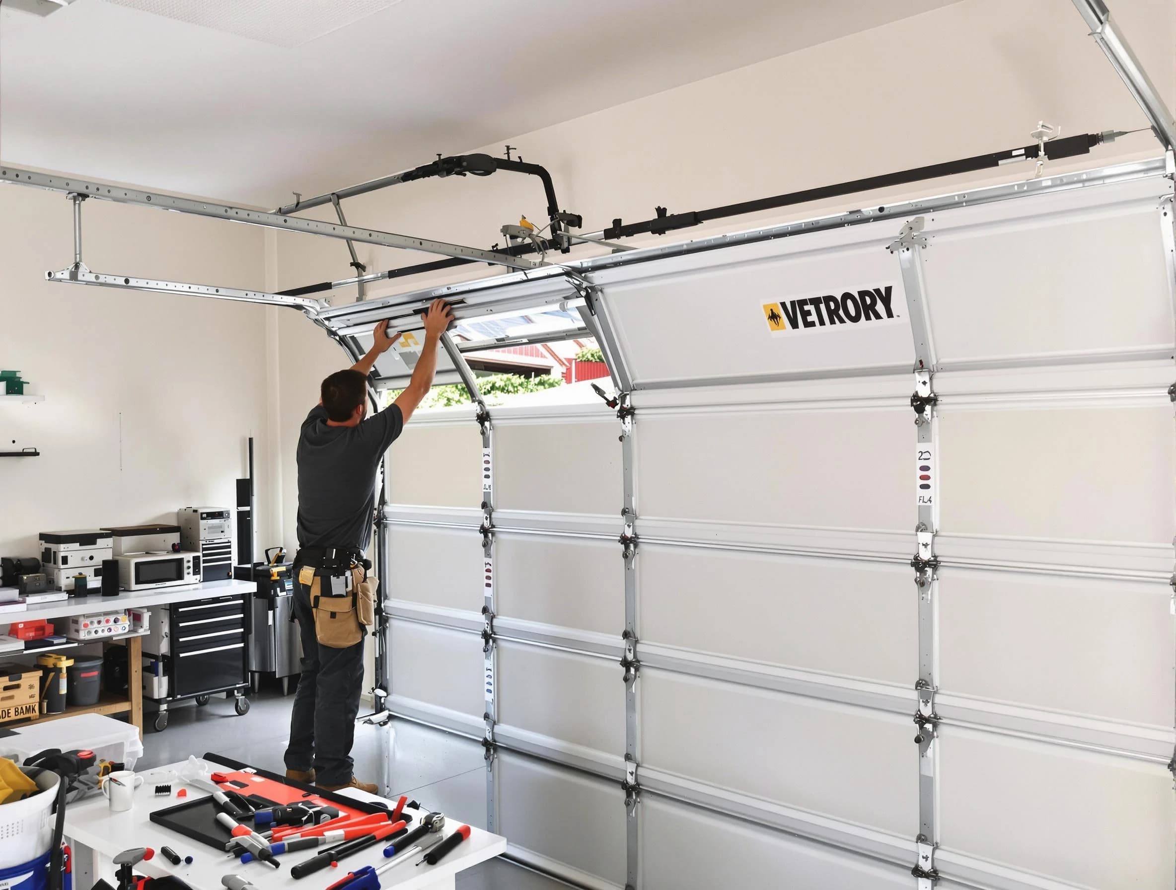 Carnot-Moon Garage Door Repair technician performing section replacement in Carnot-Moon