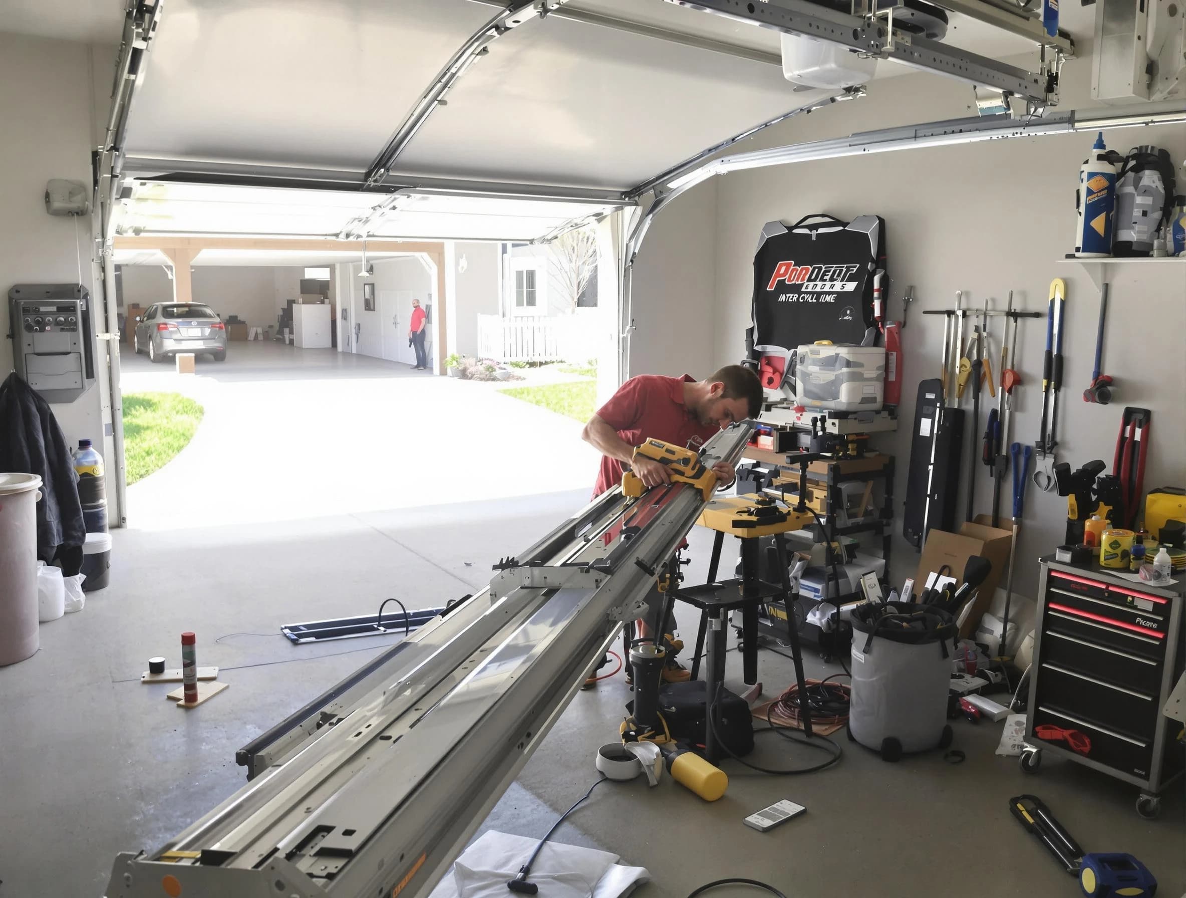 Carnot-Moon Garage Door Repair expert performing track repair in Carnot-Moon