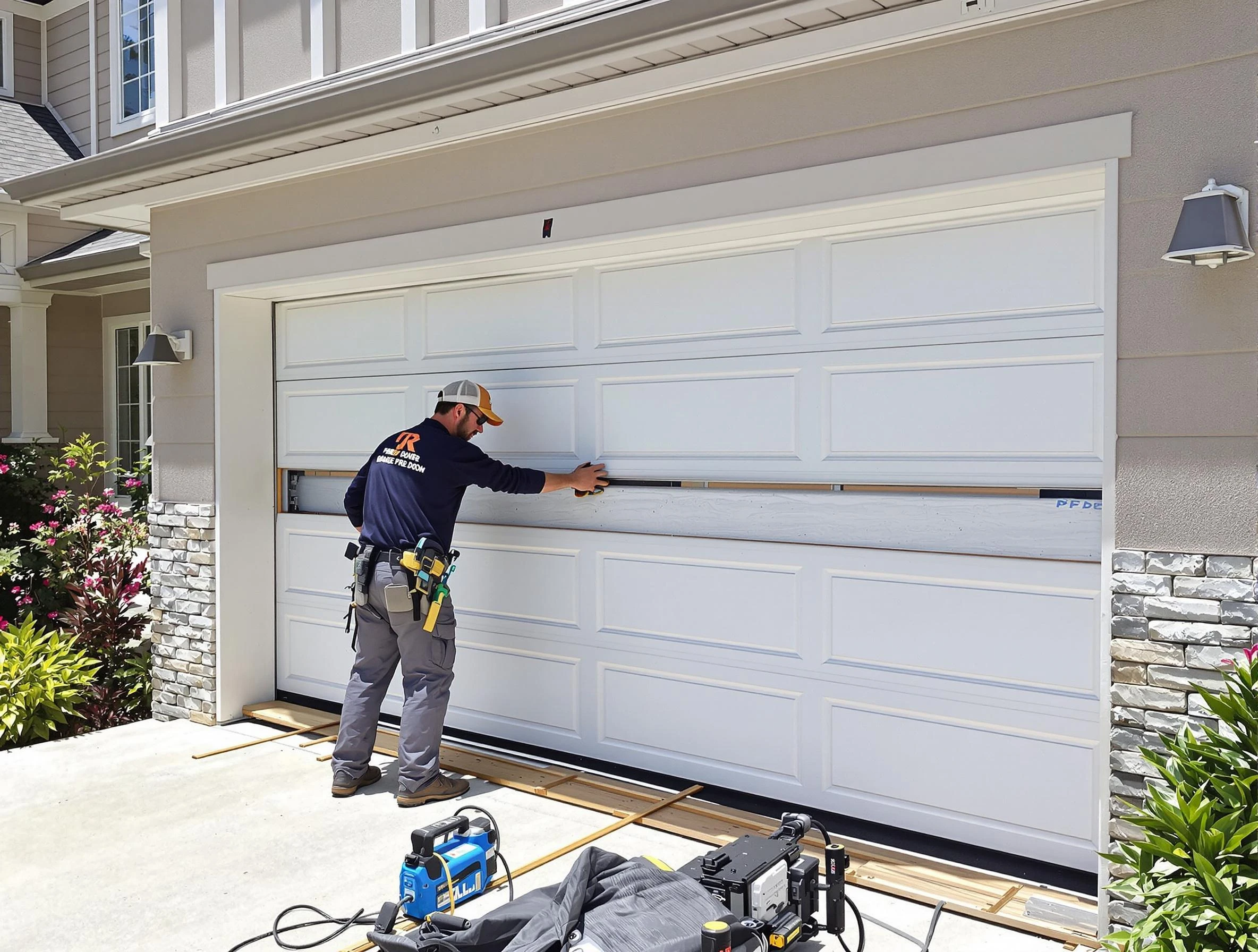 Carnot-Moon Garage Door Repair team performing complete garage door replacement at Carnot-Moon residence