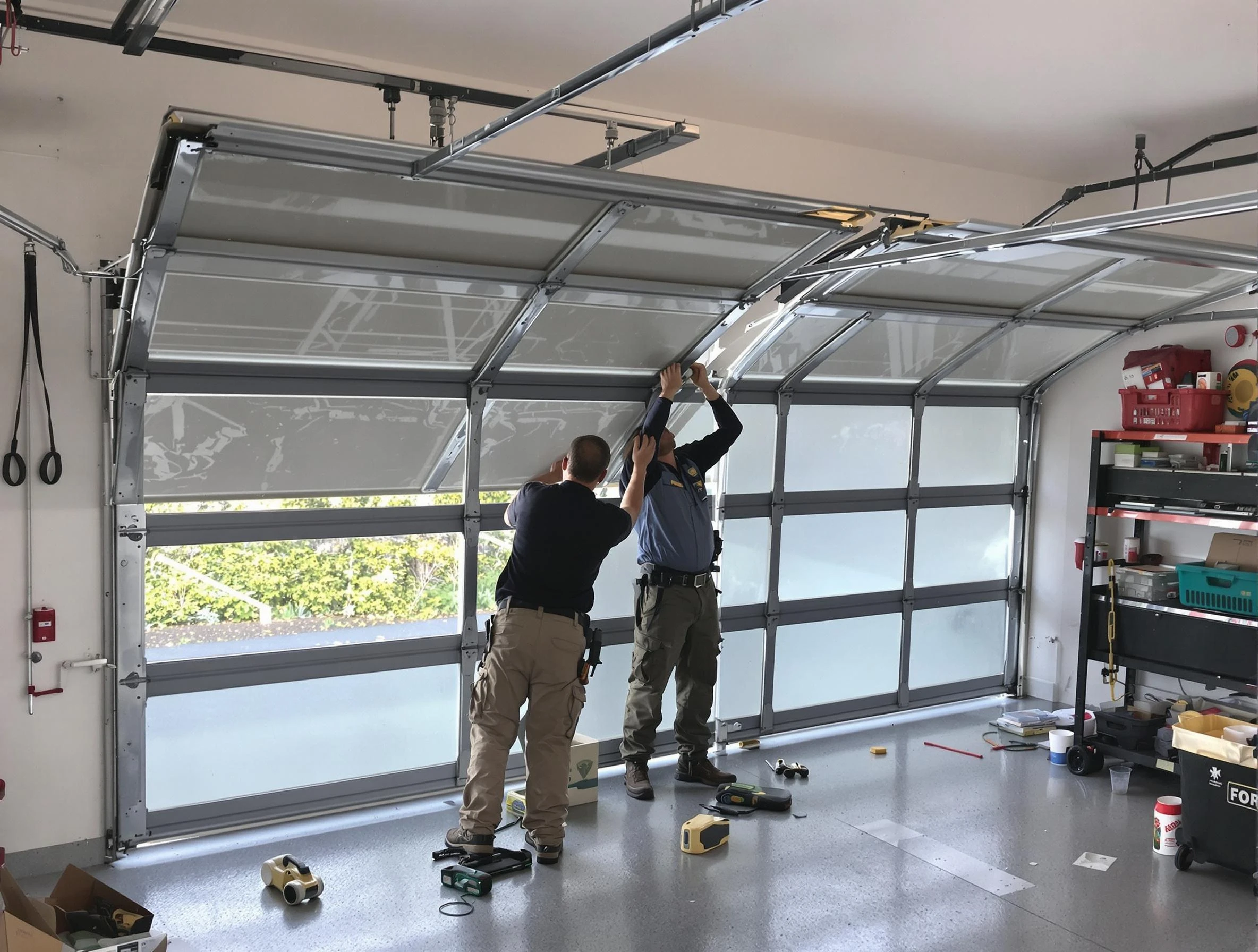 Carnot-Moon Garage Door Repair expert performing precise panel replacement on Carnot-Moon garage door