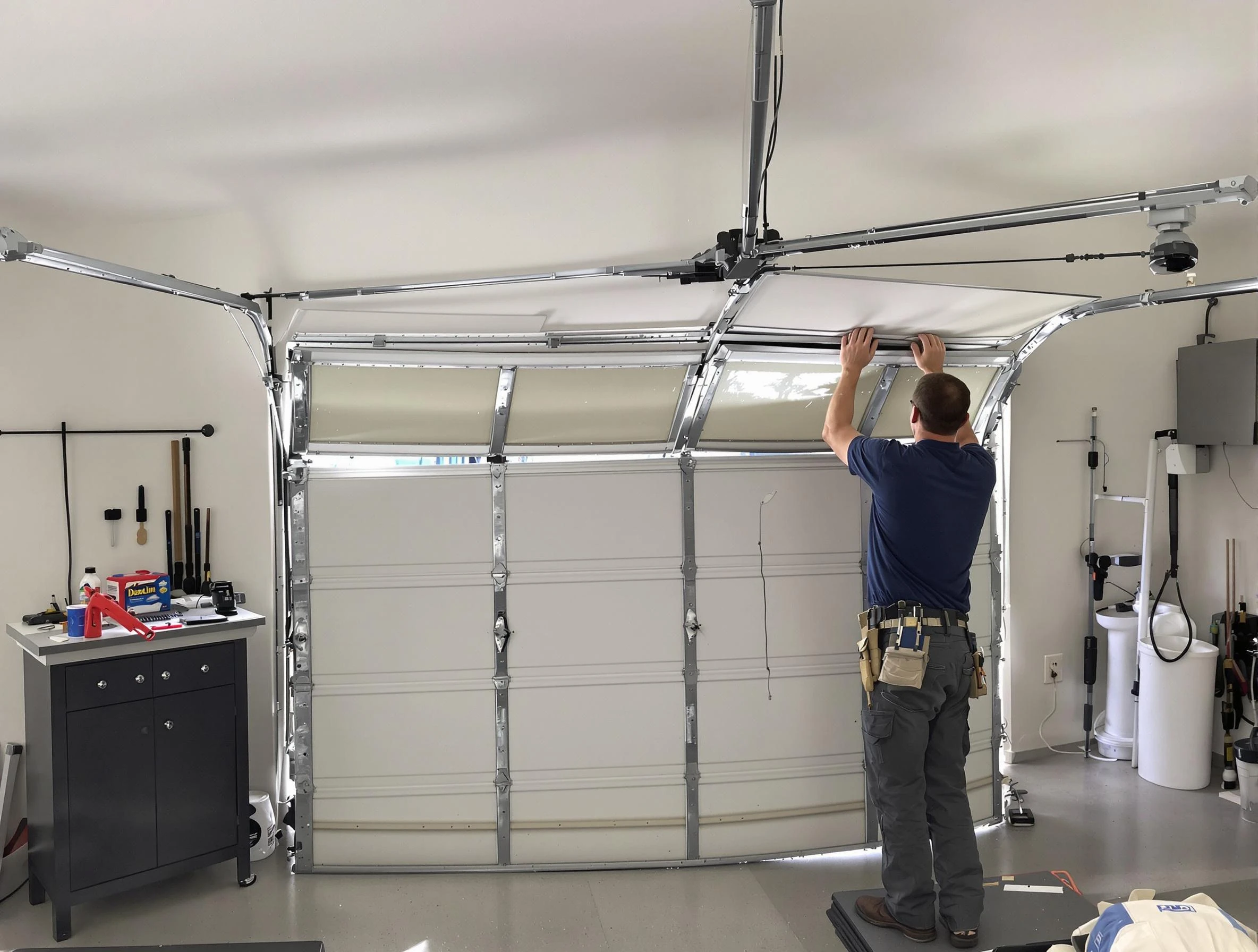 Carnot-Moon Garage Door Repair specialist performing precise section replacement on Carnot-Moon garage door